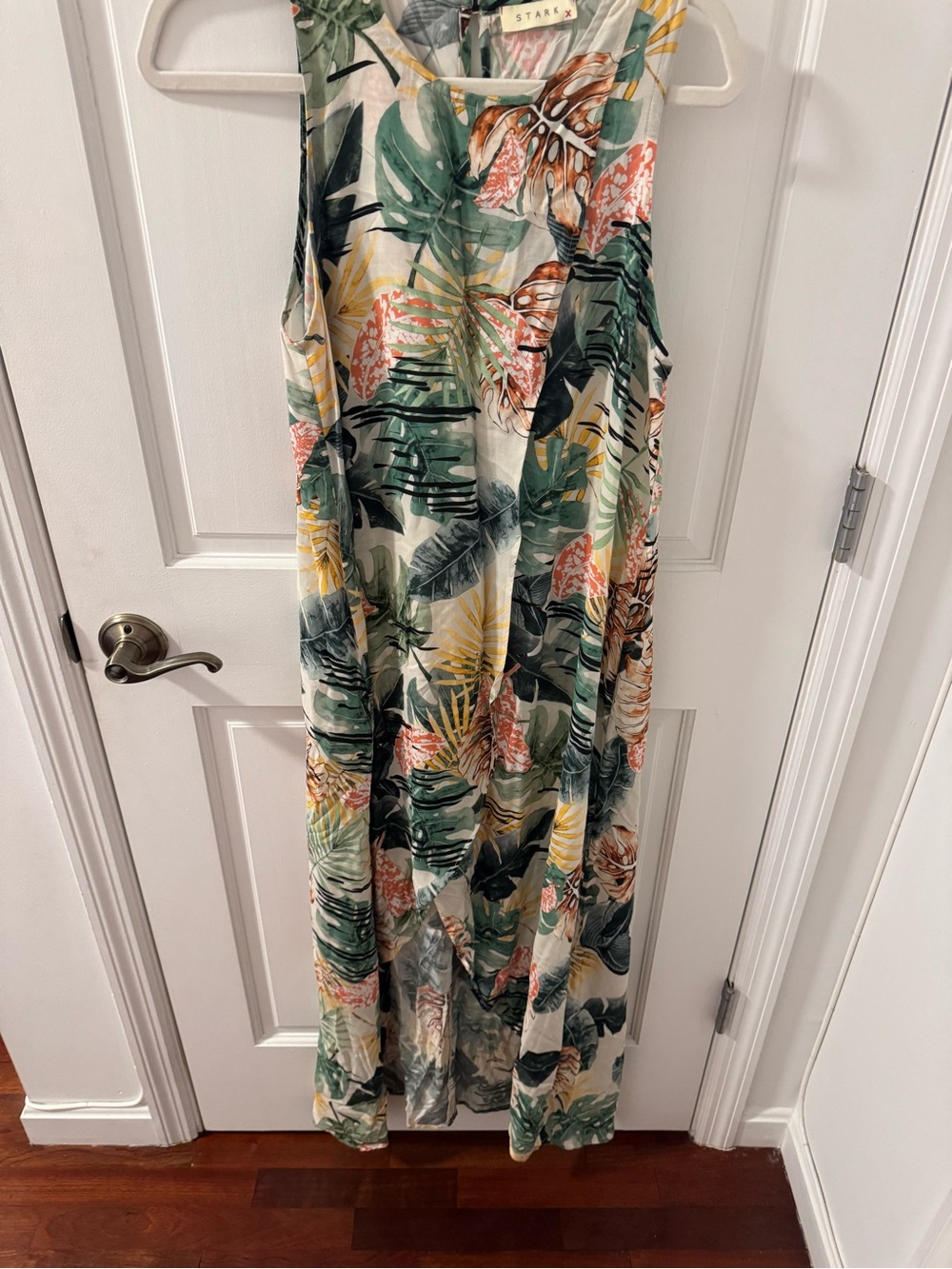 Stark Tropical Print Maxi Dress in Green & Coral